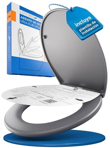 LOBENSWERK Toilettendeckel Grau Anthrazit [Einfache Montage] antibakteriell & UV-beständig | Quick-Release-Funktion | Klodeckel, Klobrille, WC Sitz inkl. Installationsschablone