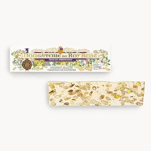 LE ROY RENÉ Nougat Blanc de Provence, Miel de Lavande IGP et Amandes 32%, Tradition Provençale, 220g