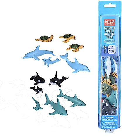 Wild Republic 21669 Meerestier Familie, Spielfiguren-Set, Nature Tube, 12-teilig, Multi
