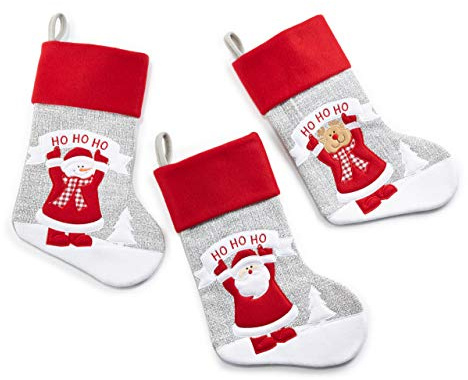 HEITMANN DECO Nikolausstiefel-Set 41 cm | Weihnachtsstrumpf zum Befüllen | Nikolaussocke 3er Set mit Elch, Weihnachtsmann, Schneemann
