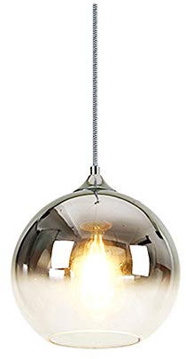MZStech Sphärische Gradient Color Glas Pendelleuchte, moderne Glas Hängelampe basierend auf E27 Glühbirnen(Silber, 30CM)
