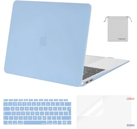MOSISO Kompatibel mit MacBook Air 13 Zoll Hülle 2021 2020 2019 2018 A2337 M1 A2179 A1932, Schutzhülle Hartschale für MacBook Air M1 Hülle & Tastaturschutz & Displayschutz & Beutel, Air Blau