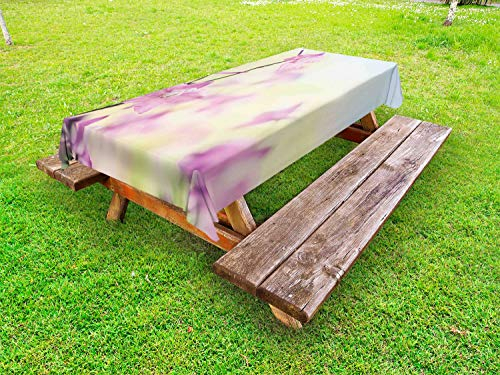 ABAKUHAUS Blumen Outdoor-Tischdecke, Rittersporn Petals Sommer, dekorative waschbare Picknick-Tischdecke, 145 x 305 cm, Baby-Rosa Hellgrün