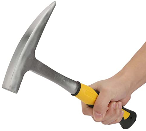 Oumefar Geologischer Hammer Flachmund Doppelkopf Hochkohlenstoffstahl Flachkopf Hammer Ziegelhammer Entenschnabelhammer für Geologen Steinbrucharbeiter mit spitzer Spitze(small)