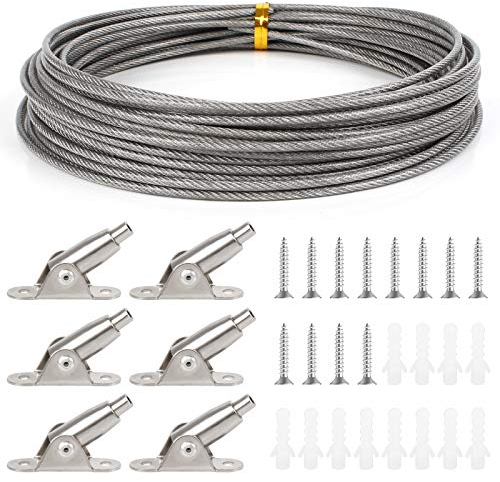 Huayue Edelstahlkabel, 2 mm x 10 m, mit PVC-Beschichtung, Aufhängedraht aus Edelstahl, mit 6 Metallkabeln mit festem Code und Schrauben