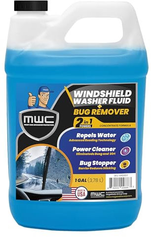 MWC Windshield Washer Fluid, Ready to Use, Removes dirt, Safe for the environment, Removes grime, Streak Free Glass Cleaner,+ 32°F, 1 Gallon (3.78 Liters)