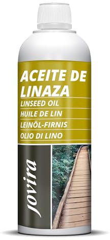 JOVIRA PINTURAS aceite Linaza. Barniz Natural (100% Puro) Nutrición, protección y cuidado de la madera. (500 Mililitros) F-7