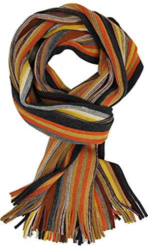Rotfuchs Strickschal Herrenschal Damenschal Unisex reine Wolle gestreift feinstrick mit Fransen mehrfarbig