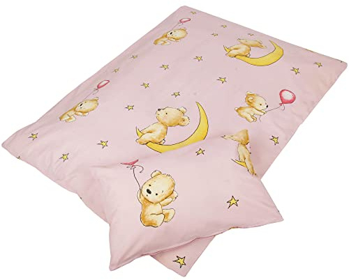 Kinder Betten-Set inkl. Bettwäsche 2-tlg (100x135cm / 40x60cm) Bettdecken Set, Bettbezug aus 100% Baumwolle - Steppbett waschbar bei 95°C