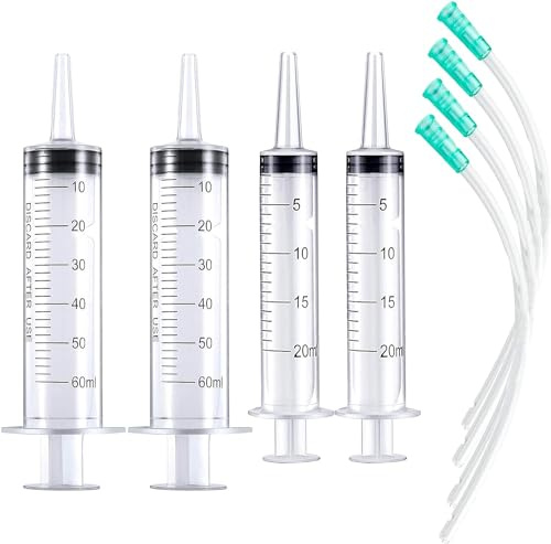 20ml 60ml Plastikspritze Einwegspritzen ohne Nadel, Spritze mit Schlauch PVC, Skala Dosierspritze für Scientific Labs, Gartenbewässerung, Messflüssigkeiten, Tierfütterung, Pflanzenbewässerung
