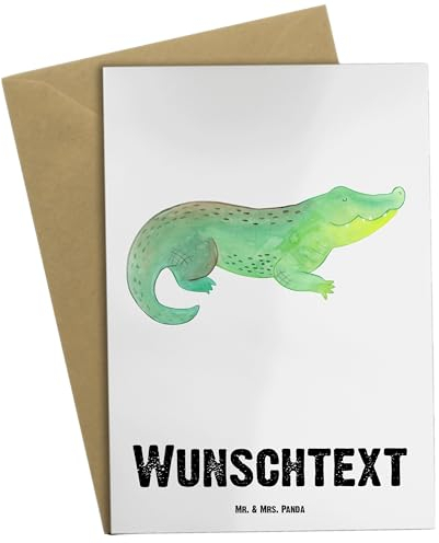 Mr. & Mrs. Panda Personalisierte Karte Krokodil - Geschenke, grußkarte personalisiert, personalisierbar, Freundin, Meerestiere, Lieblingsmensch, Grußkarten, individuelle, Verrückt sein, Beste