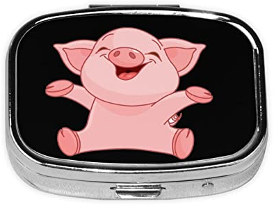 Pink Pig Pillendose 2 Fächer Medizin Pillendose Tragbare Pillendose für Tasche Reise Medizin Tablet Vitamin Organizer