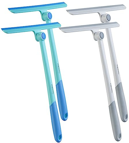 PEARL Wasserabzieher Fenster: 4er-Set Fenster- & Duschabzieher 360°-Gelenkkopf, 27,5-cm-Silikonlippe (Glasabzieher, Wasserabzieher mit Silikonlippe, Dusche)