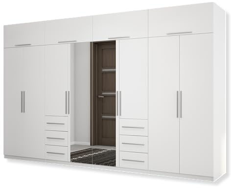 e-Meblast Kleiderschrank 360x220cm Schubladen Ankleidezimmer Schlafzimmer | Kleiderstange, Ablagen, Geräumiger praktischer Schrank, Schubladen, Ankleidezimmer, Schlafzimmer