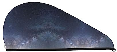 Serviette de séchage des cheveux imprimée Galaxy Voie lactée Bonnet pour cheveux secs en velours corail absorbant à séchage rapide avec bouton fixe pour sécher les cheveux longs et épais