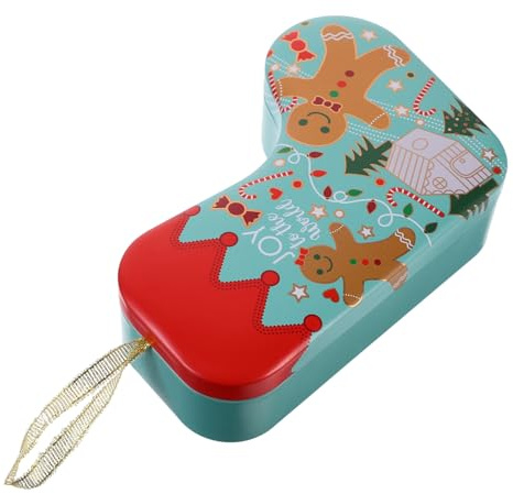 LIFKOME Caja de Hierro Navideña con Cordón para Dulces y Regalos de Fiesta de Navidad