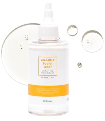 BibimCos Gesichtswasser AHA-BHA Peeling und Reinigendes Gesichtswasser Korean Skincare, Sanfte Hautpflege für Glatte, Strahlende Haut,Salicylsäure Gleicht Talg Aus, Vegan, Alle Hauttypen, 200ml