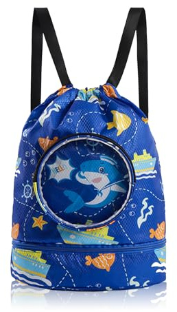 Mochila Cuerdas Infantil, Bolsas de deporte infantiles compartimento con zapatos bolsa natacion infantil mochila de cuerdas niño mochila natacion niño bolso de playa para niños y niñas PE (Estilo 2)