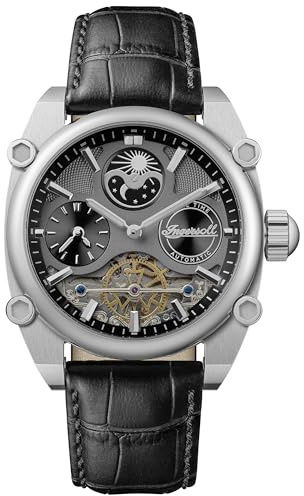 Ingersoll The Varsity 47 mm Automatic Herrenuhr mit weißem Ziffernblatt und braunem Leder Armband