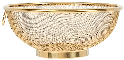 MAGICLULU Goldene Edelstahl-Mesh-Schüssel Feinmaschiges Sieb Gemüse- Und Lebensmittel-Mesh-Schüssel Abtropfkorb Edelstahl-Topfabtropfgestell Zum Kochen Von Lebensmitteln In Der Küche (20