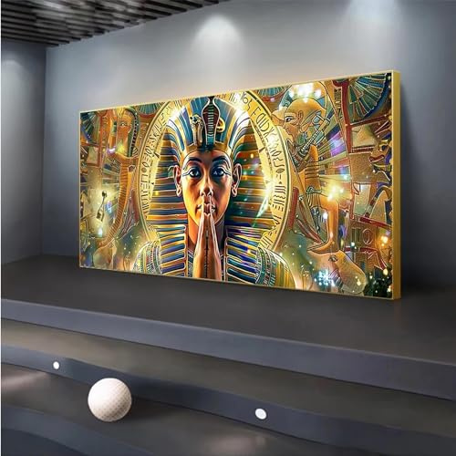 Diamond Painting Tutanchamun Malen Nach Zahlen Erwachsene 5D Diamant Painting Bilder Kinder, DIY Diamond Art Gold Dimondpaintin Groß XXL Full Drill Cross Stickerei für Home Wanddeko Gifts 70x163cm
