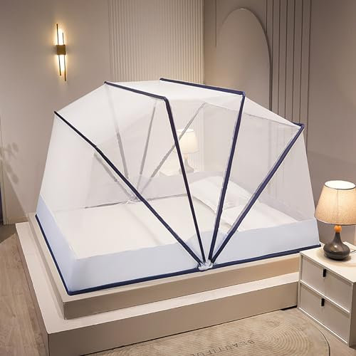 BTAISYDE Zanzariera Letto Baldacchino Pop Up Pieghevole Doppia Porta Anti Zanzara Morsi, Letto Portatile Net Letto Matrimoniale con Zanzariera,H,100 * 190cm