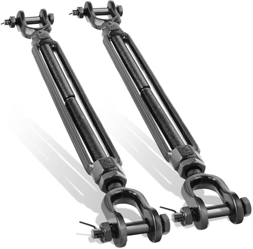 hannger 1/2 Heavy Duty Turnbuckle Ultra Large Jaw & Jaw Turnbuckle, 2205 Lbs Working Load Limit, Black Turnbuckles Tensioner for Cables Wire Rope, Anti Sag Gate Kit, Yard Zipline, Shade Sail