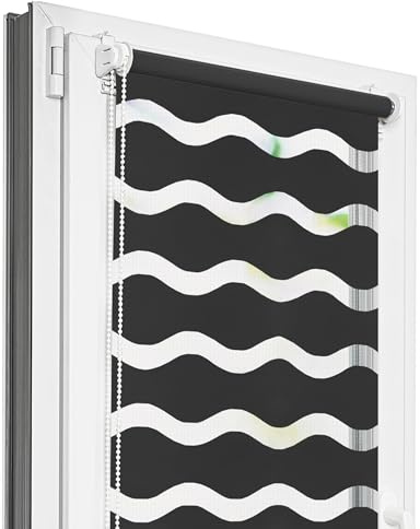 Estika Welle Doppelrollo klemmfix ohne Bohren - 50 cm x 120 cm - Graphit - Tag und Nacht Duo Rollo, Duo Rollo, Rollos für Fenster ohne Bohren, Fenster sichtschutz