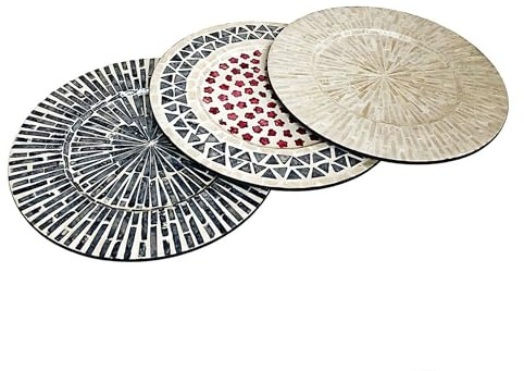 Lot de 3 assiettes de présentation décoratives en forme de nacre de 33 cm pour salle à manger, fête, style moderne