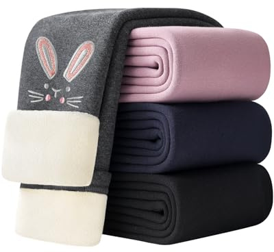 Adorel Mädchen Thermo Leggings Gefüttert Baumwolle Stickerei Winter Warm Hosen Dunkelgraue Einzelne 122-128 EU (Herstellergröße 130)