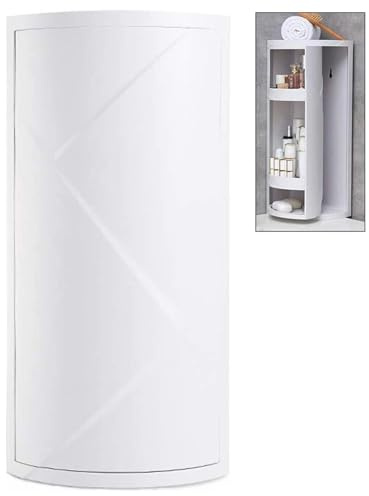 PIPOEI Drehbares Dreieckiges Regal, Badezimmer Eckschrank, Multifunktions 360 Grad Dreh KüChe Toiletten Eck Lager Schrank, Mehrschichtiger Badregal White,3 Layer