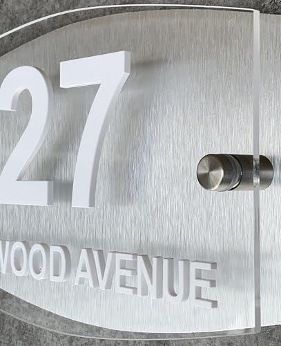 REAL 3D House Numbers Plaques Personalised 3D Door Numbers Street Names Outdoor Signs Customised Dual Layer Plaque (White)