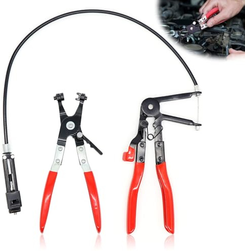 Forhandy Lot de 2 pinces pour colliers de serrage à ressort, avec col droit, fonction de verrouillage à cliquet, pince à collier de serrage pour voiture pour enlever et installer