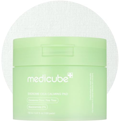 medicube Beruhigende Tonerpads von Exosome Tree für empfindliche Haut mit Centella Asiatica reduzieren Rotungen und Pickel. Vegan (100 Pads) Exosome
