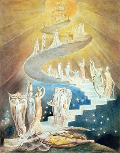 MHFFDYIV Famoso Lona Arte Vintage Pinturas Escalera de Jacob de William Blake para Decoración de Paredes 60x90cm
