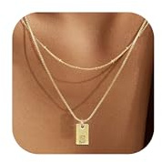 BodyBonita Halskette Damen, Kette mit Buchstabe, 14K Vergoldete Initialen Kette, Wasserfester Schmuck Gold Kette Damen Hypoallergene Anfangsbuchstaben Goldkette Damen