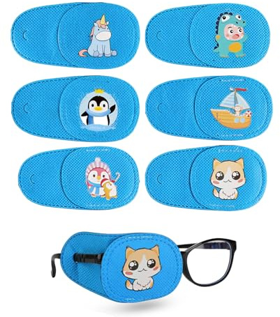 DHWEKU 6 Stück augenpflaster kinder augenklappe medizinisch eye patches augenklappe kinder für bequeme Augenklappen Verstellbare Augenklappe für Rechte Augen Amblyopie Erholungsphase Nach