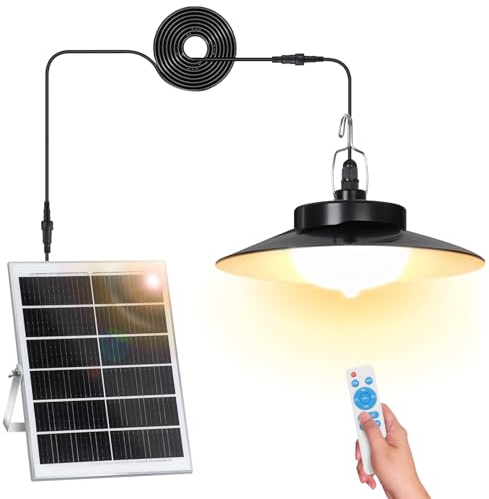SERBASIC Solarlampen für Außen Hängend mit Fernbedienung, Solar Hängelampe/Solar Lampe Dimmbare&Zeitgesteuerte Solarlampe IP65 Wasserdichte Solarleuchte Hängend mit 5m Kabel für Garten Balkon Pavillon