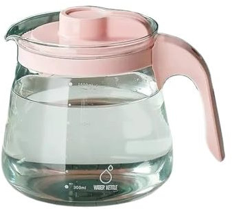 Shihan-2015 Wasserkrug Kühlschrank Wasserkrug mit großer Kapazität Transparente hitzebeständige Glasteekanne mit Griff Getränkesaftbehälter Haushaltswasserkessel Wasserkaraffe(Pink)
