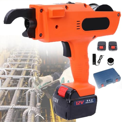DPLXQPP Ligatureuse Automatique pour Ferraillage 12v,Torsadeuse Fil De Fer Béton Haute Vitesse (0.8s),Portable Et Léger,Plage 6-25mm/8-34mm/30-60mm,Idéale pour Gros œuvres Et Tp,2 * 9000Amh-30-60mm