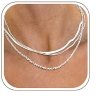 Tewiky Layering Schlangenkette für Damen,14K Gold/Silber Choker Ohne Anhänger Set