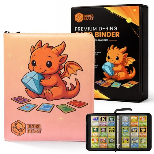 Binder Beast Card Binder for Pokemon Cards, 9 Pocket Trading Card Binder Album for 900 Cards, Zip Binder Case, Waterproof TCG Card Folder for Trading Card Collection