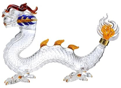 KRXSOBNV, Carafe à boire Dragon 1000 ml/33,8 oz Carafe à whisky animal du zodiaque chinois Distributeur d'alcool en verre transparent Bouteille de pichet à vin personnalisée for la fête des pères ，Car