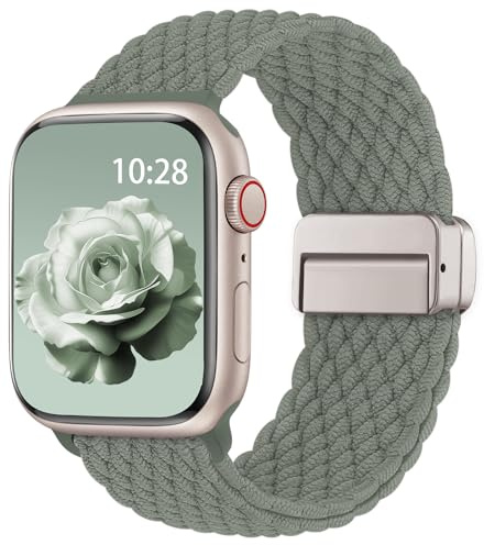 Bracelets Tressé Compatible avec Bracelet Apple Watch 44mm 45mm 46mm 49mm | Magnétique Fermoir, Elastique Nylon Bracelets, pour iWatch Series 11 10 9 8 7 6 5 4 3 2 1 SE Ultra 3/2/1 Femmes et Hommes