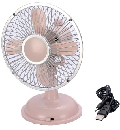 Ventilador de mesa oscilante retro de 2 velocidades de 5.7 pulgadas, USB/AA, para viajes, senderismo, camping, escalada, pequeño ventilador