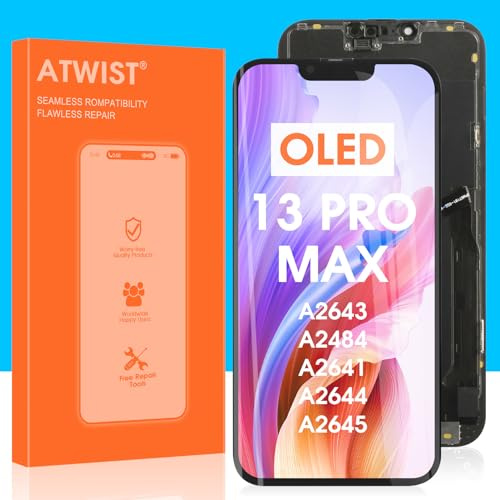 Atwist OLED pour iPhone 13 Pro Max Écran pour iPhone 13 Pro Max LCD Dsiplay Écran Tactile Digitizer Assemblée avec Réparation Kit A2484, A2641, A2644, A2645, A2643(6,7)