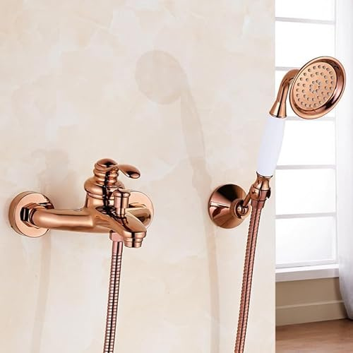 Miscelatori per Vasca A Parete con Soffione Doccia Monocomando Miscelatore per Vasca da Bagno Rubinetto per Vasca da Bagno, Rose Gold