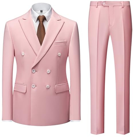 Generisch Ensemble de costume à double boutonnage pour homme - Ensemble élégant pour les mariages, les festivités et les occasions formelles avec plusieurs options de couleurs, M-5XL