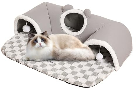 Tunnel de jeu pour chat, coussin de couchage, coussin interactif pour animal domestique, chaton, chiot, petit animal, stimulation de l'enrichissement intérieur, l'ennui, la chambre à coucher, le salon