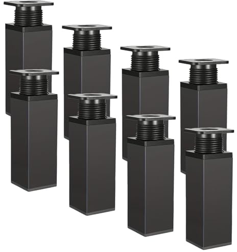 Calenxy 8 Stück Möbelfüße Verstellbar 6 cm Hoch Möbelfüße Schwarz Metall Möbelfüsse Höhenversteller Schwerlast 30kg Füße für Möbel Schrankfüsse mit Schrauben für Sofa, Schreibtisch, TV Schrank